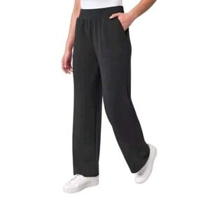 Mondetta Ultra Soft Wide Leg Pants Womens M Black Pull On Stretch NEW